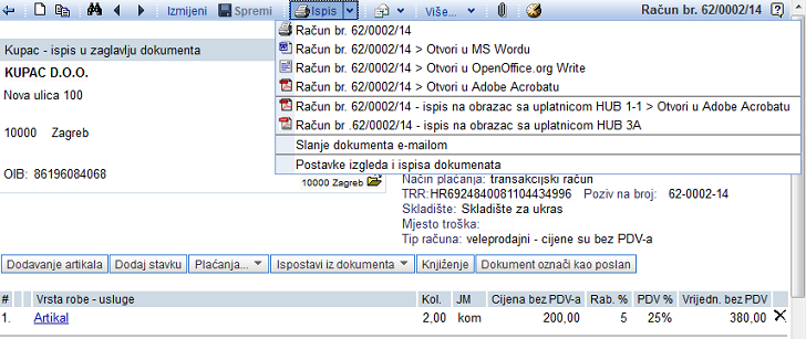 Ispis dokumenta i odabir željenog formata datoteke