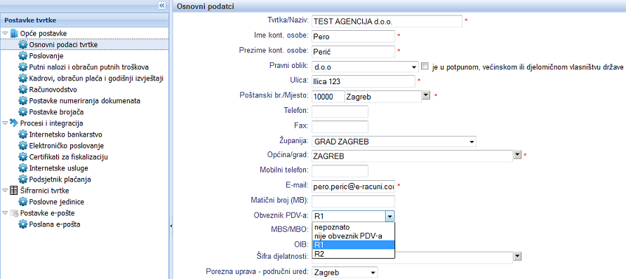 Označavanje je li tvrtka obveznik PDV-a