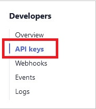 Otvaranje postavki za API ključ