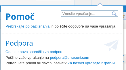 Opcija za klepet s chatbotom