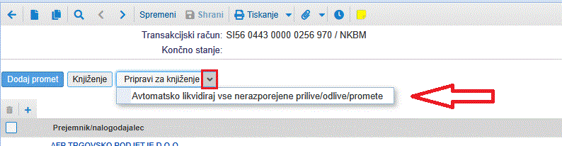 Avtomatska likvidacija izpiska