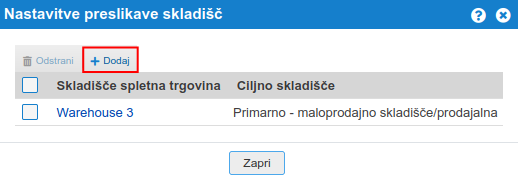 Dodajanje nove preslikave