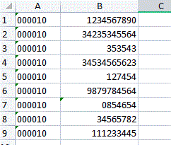 Primer datoteke s podatki serijskih številk