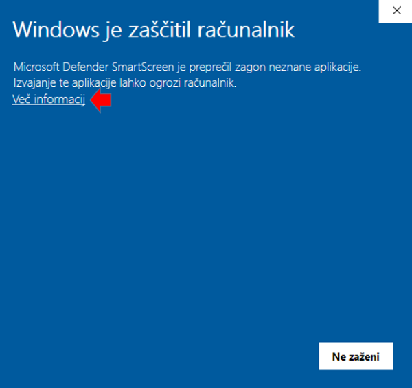 Windows - namestitev neznanih datotek